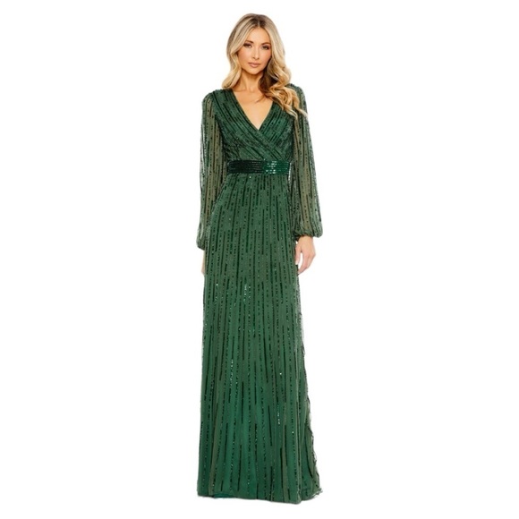 Mac Duggal Dresses & Skirts - NWT Mac Duggal Sequin-Embellished Bishop-Sleeve Gown